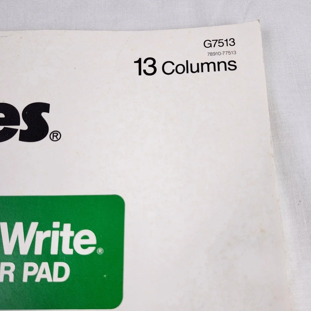 Wilson Jones ColumnWrite Columnar Pad G7513 11x16.375 Green 13 Columns Unused